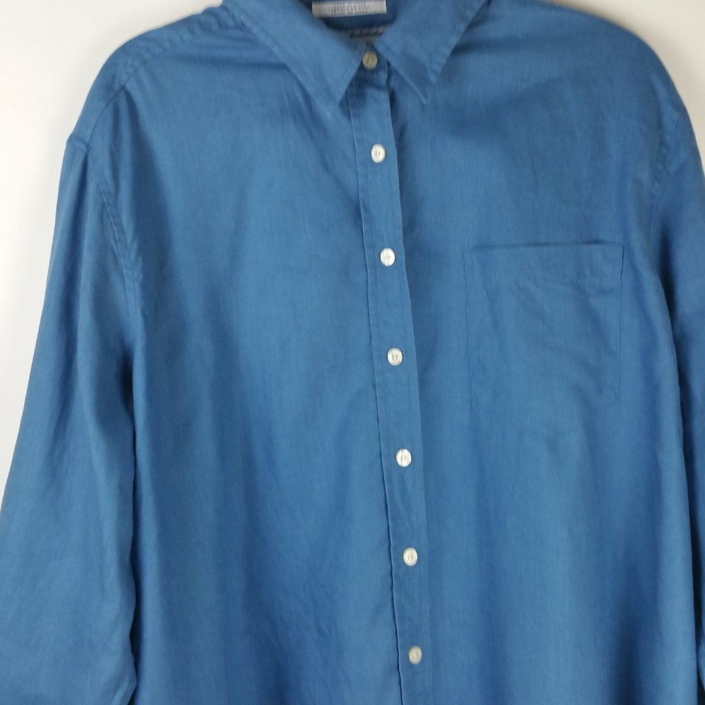 Tommy Hilfiger Linen Collared Long Sleeves Button Up Shirt Top - Picture 4 of 13